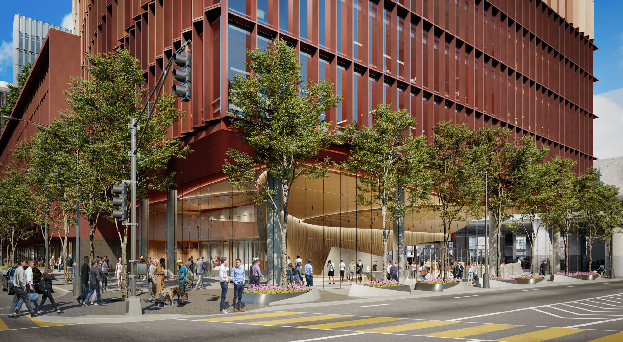 Digital crosswalk view of Fourth+Harrison building